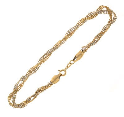 Lot 119 - Yellow and white gold fancy link bracelet (af)