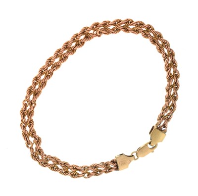 Lot 117 - 9ct gold fancy rope link bracelet