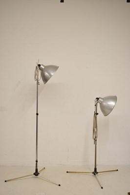 Lot 543 - Pair of retro Photax studio floor-standing tripod lamps