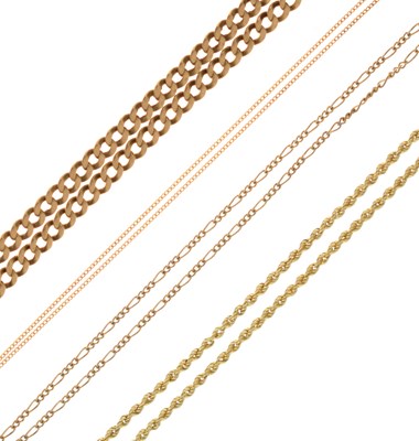 Lot 103 - Four 9ct gold chains