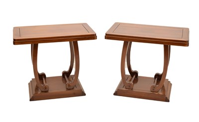 Lot 682 - Pair of modern Chinese hardwood console tables