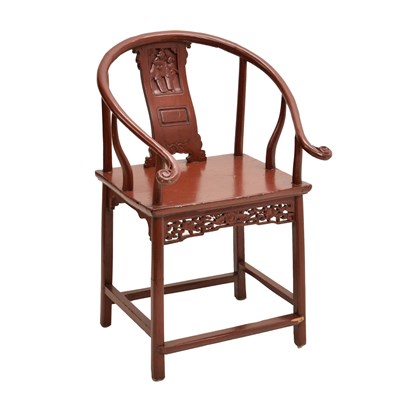 Lot 684 - Chinese red lacquer horseshoe back chair