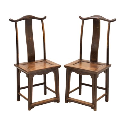 Lot 686 - Two Chinese elm side chairs