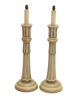 Lot 466 - Large pair of modern column table lamps