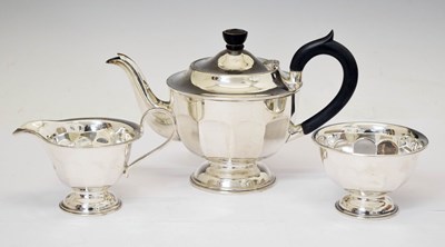 Lot 293 - George VI silver three piece tea set