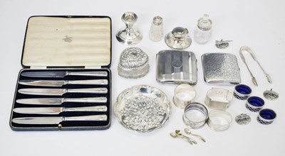 Lot 232 - Collection of silver and white-metal items to include pin dish, 800 standard salts, etc