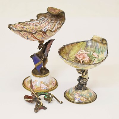 Lot 380 - Two 19th century Continental enamel table salts