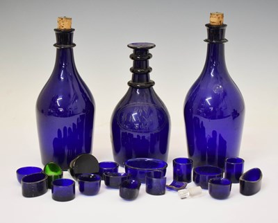 Lot 556 - Pair of 'Bristol Blue' glass decanters, etc