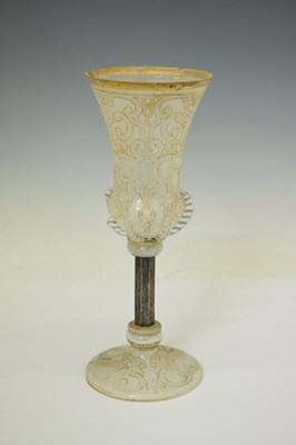 Lot 548 - 'Facon de Venise' type glass pedestal chalice with silver plated stem