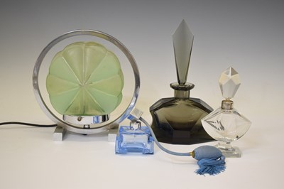 Lot 559 - Art Deco style smoked grey glass perfume or scent bottle, etc