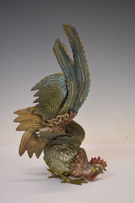 Lot 406 - Pair cast metal 'fighting cocks'