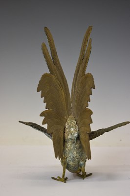 Lot 406 - Pair cast metal 'fighting cocks'
