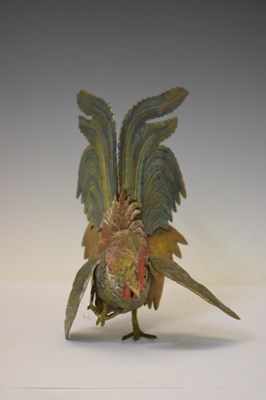 Lot 406 - Pair cast metal 'fighting cocks'