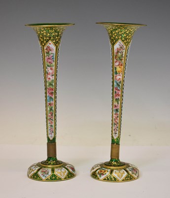 Lot 544 - Pair of 19th century Bohemian overlaid and green glass vases