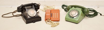 Lot 404 - TE59/2a green telephone, 1970s/80s Telecom Viscount, and black telephone