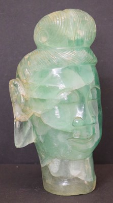 Lot 661 - Chinese green quartz or fluorite bust of Guanyin