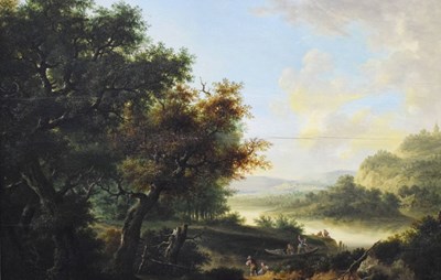 Lot 492 - Manner of Koekkoek - Oil on board - river landscape