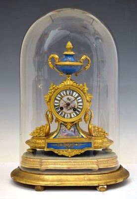 Lot 381 - 19th century French gilt brass and bronze mantel clock, with dome