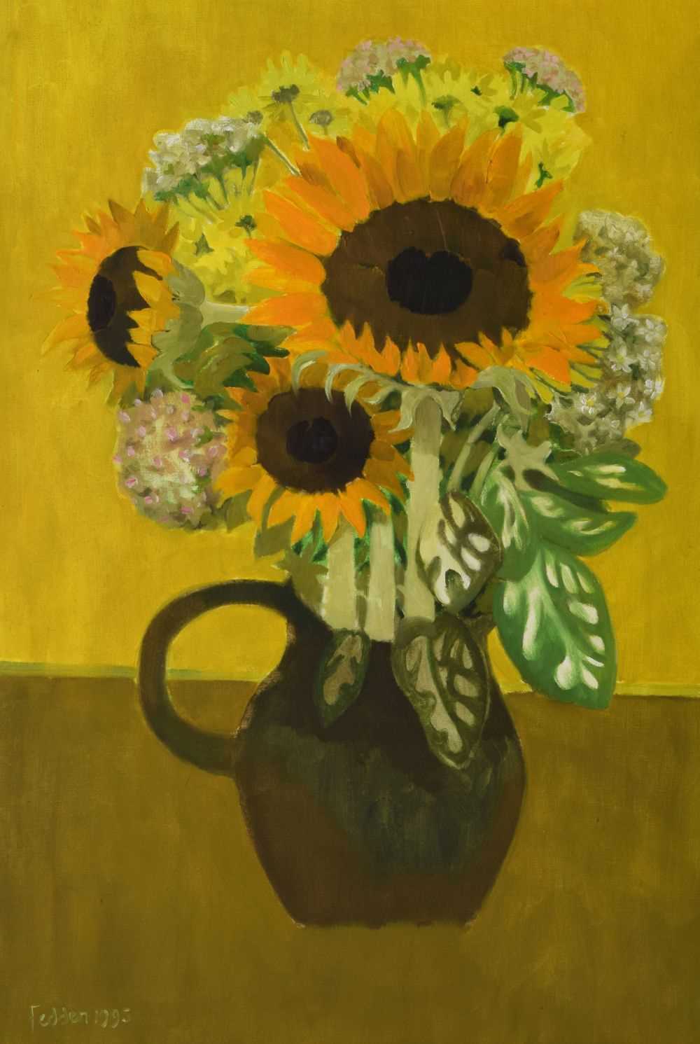 Lot 522 - Mary Fedden RA (1915-2012) - Oil on canvas - Sunflowers