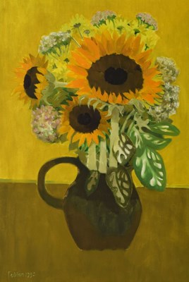 Lot 522 - Mary Fedden RA (1915-2012) - Oil on canvas - Sunflowers