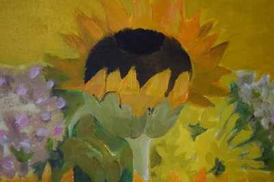 Lot 522 - Mary Fedden RA (1915-2012) - Oil on canvas - Sunflowers