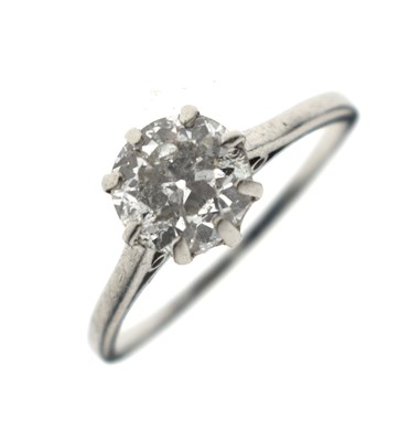 Lot 3 - Diamond white metal (stamped Plat) solitaire ring