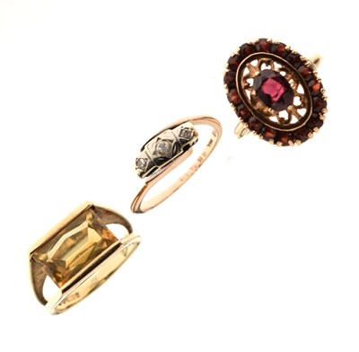 Lot 54 - 1960s citrine 9ct gold dress ring, etc