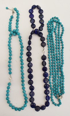 Lot 177 - Lapis lazuli and turquoise bead necklaces, etc