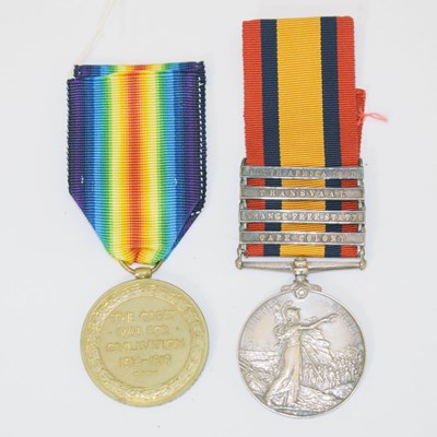Lot 340 - Queen's South Africa Medal 1899-1902, and First World War Victory Medal