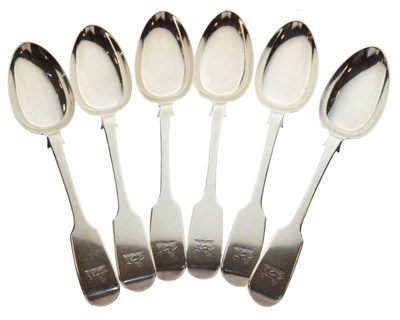 Lot 146 - Set of six Victorian silver spoons, London 1856, 311g