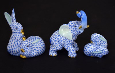 Lot 233 - Herend porcelain model of a baby elephant, etc