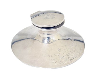 Lot 218 - Somerset Light Infantry Interest - George V silver capstan inkwell