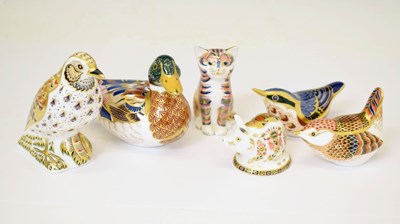 Lot 612 - Six Royal Crown Derby animal and bird paperweights