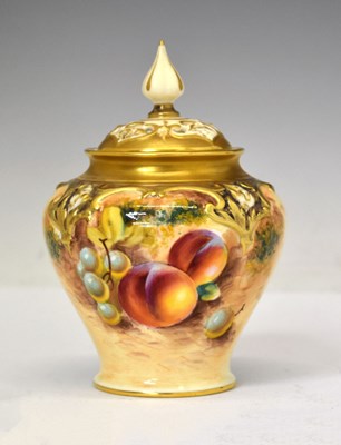 Lot 226 - Royal Worcester - Porcelain fruit painted baluster pot pourri vase