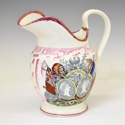 Lot 385 - 19th century Sunderland puce lustre jug
