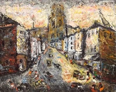 Lot 319 - Barrington Tabb (British, 1934-2022) - Oil on board - Park Street, Bristol