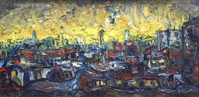 Lot 342 - Barrington Tabb (British, 1934-2022) - Oil on board - Bristol skyline