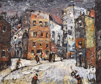 Lot 325 - Barrington Tabb (British, 1934-2022) - Oil on board - Colston Street