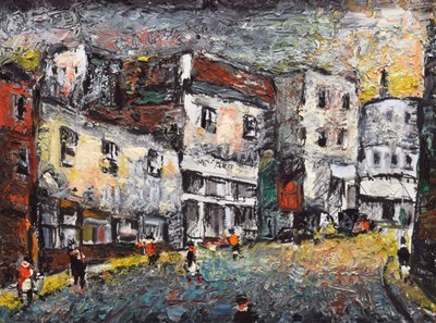 Lot 370 - Barrington Tabb (British, 1934-2022) - Oil on board - Park Row, Bristol