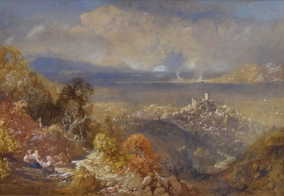 Lot 269 - James Baker Pyne (British, 1800-1870) - Watercolour - Continental landscape
