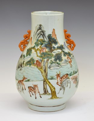 Lot 236 - Chinese porcelain Hu form 'Hundred Deer' vase