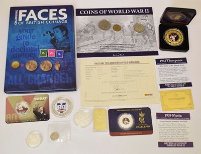 Lot 324 - Collection of coins and medallions commemorating VE Day, Royalty, etc