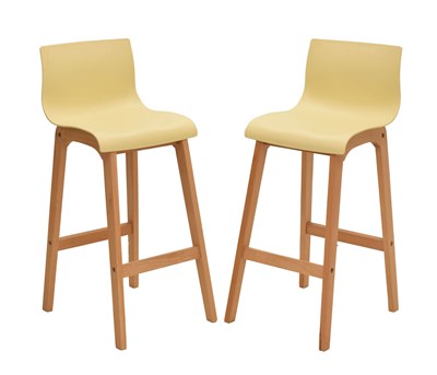 Lot 790 - Pair of plastic and wooden framed bar-stools