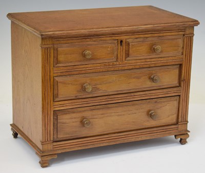 Lot 444 - Oak table-top box, in the form of a chest of drawers