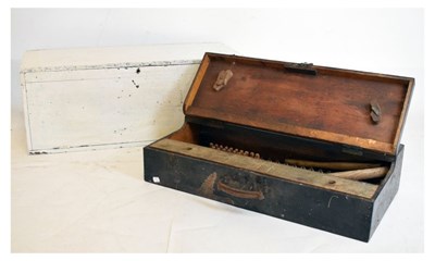 Lot 569 - Two vintage tool boxes with a small selection of tools