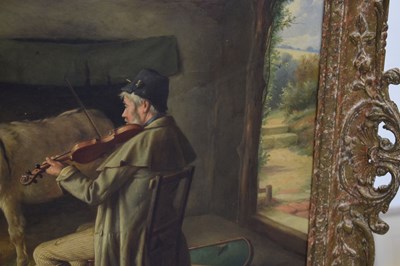 Lot 273 - Charles Hunt (British, 1829-1900) - Oil on canvas - 'The Travelling Musician'