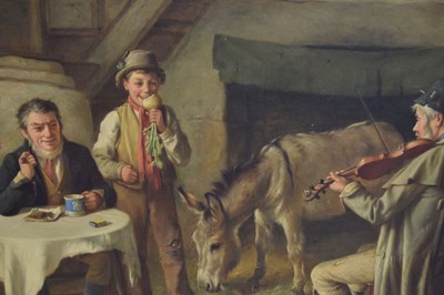 Lot 273 - Charles Hunt (British, 1829-1900) - Oil on canvas - 'The Travelling Musician'