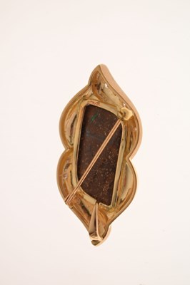 Lot 26 - Black boulder opal yellow metal brooch stamped 18K