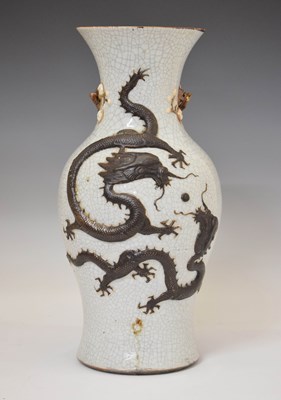 Lot 650 - Chinese crackleware dragon vase with relief decoration