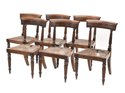 Lot 398 - Set of six early Victorian rosewood cane-seated chairs